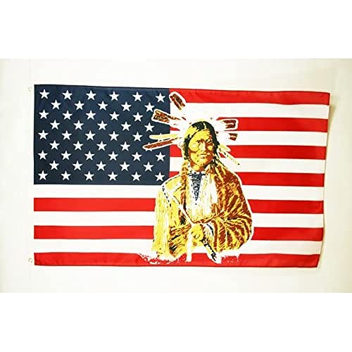 BANDERA de ESTADOS UNIDOS CON INDIO 150x90cm - BANDERA AMERICANA - USA - EE.UU 90 x 150 cm - AZ FLAG